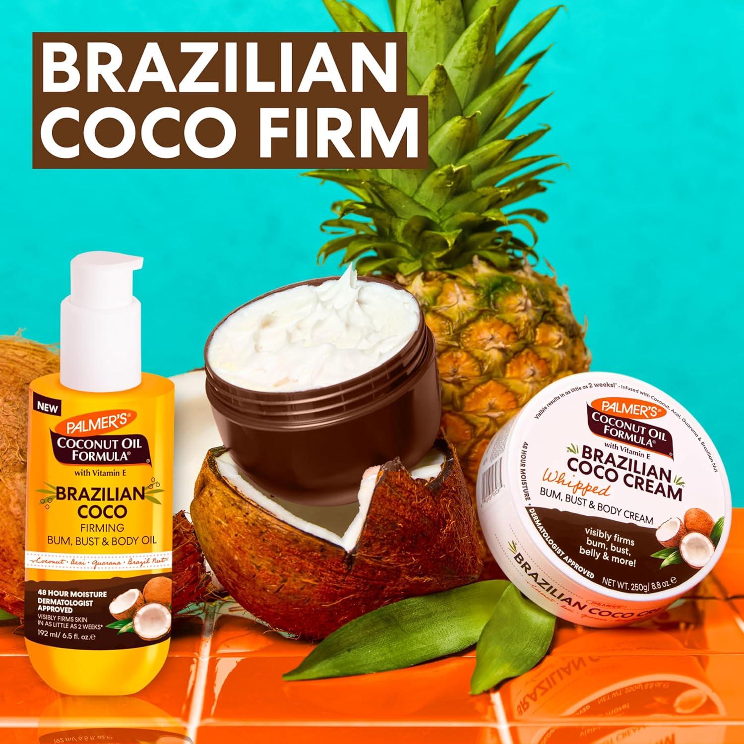 imagePalmers Coconut Oil Formula Brazilian Coco Firming Body Oil with Vitamin E 65 Fl Oz Helps with Skin Tightening amp Firming of Bum Bust amp Belly Provides 48Hr Moisture Dermatologist Approved