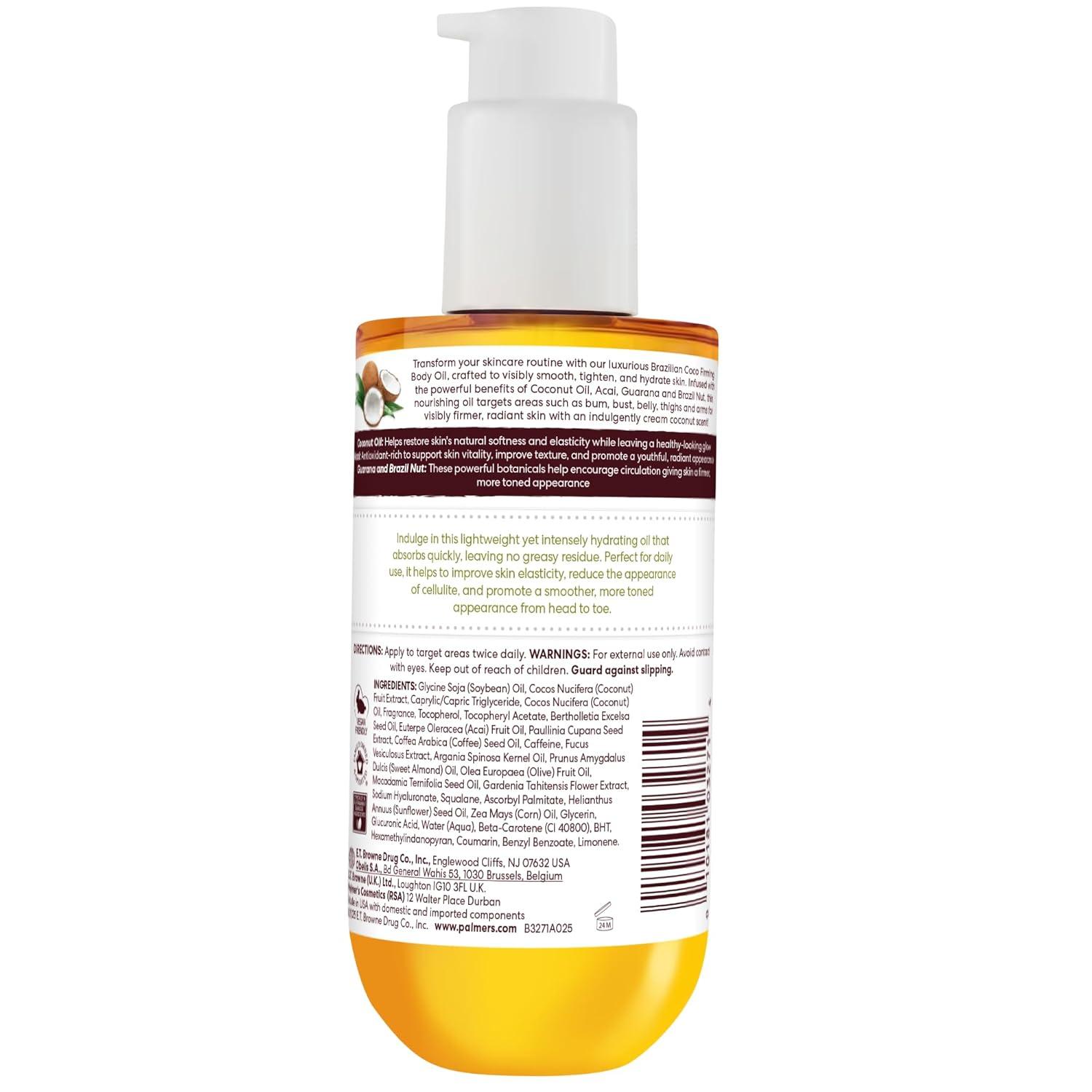 imagePalmers Coconut Oil Formula Brazilian Coco Firming Body Oil with Vitamin E 65 Fl Oz Helps with Skin Tightening amp Firming of Bum Bust amp Belly Provides 48Hr Moisture Dermatologist Approved