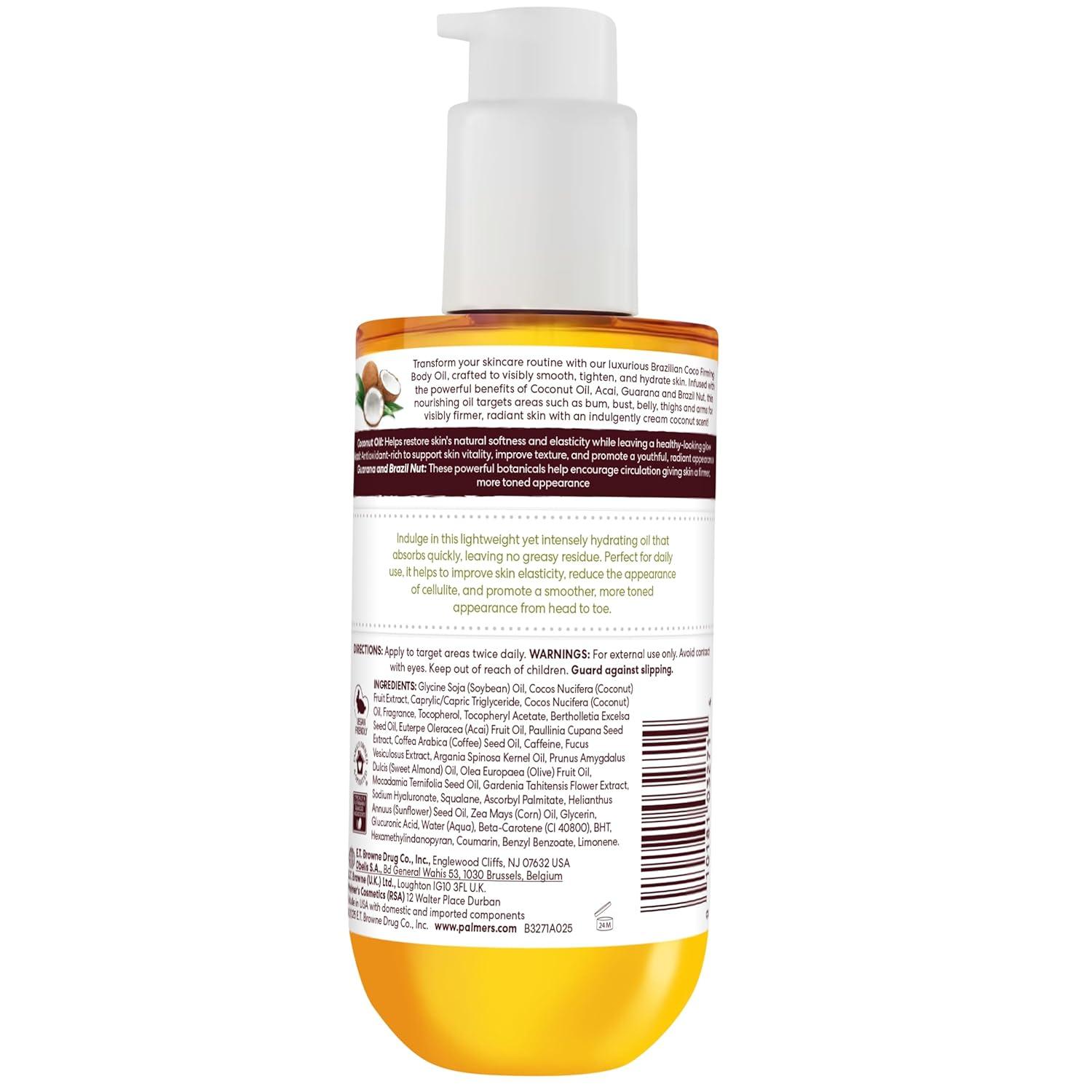 imagePalmers Coconut Oil Formula Brazilian Coco Firming Body Oil with Vitamin E 65 Fl Oz Helps with Skin Tightening amp Firming of Bum Bust amp Belly Provides 48Hr Moisture Dermatologist Approved
