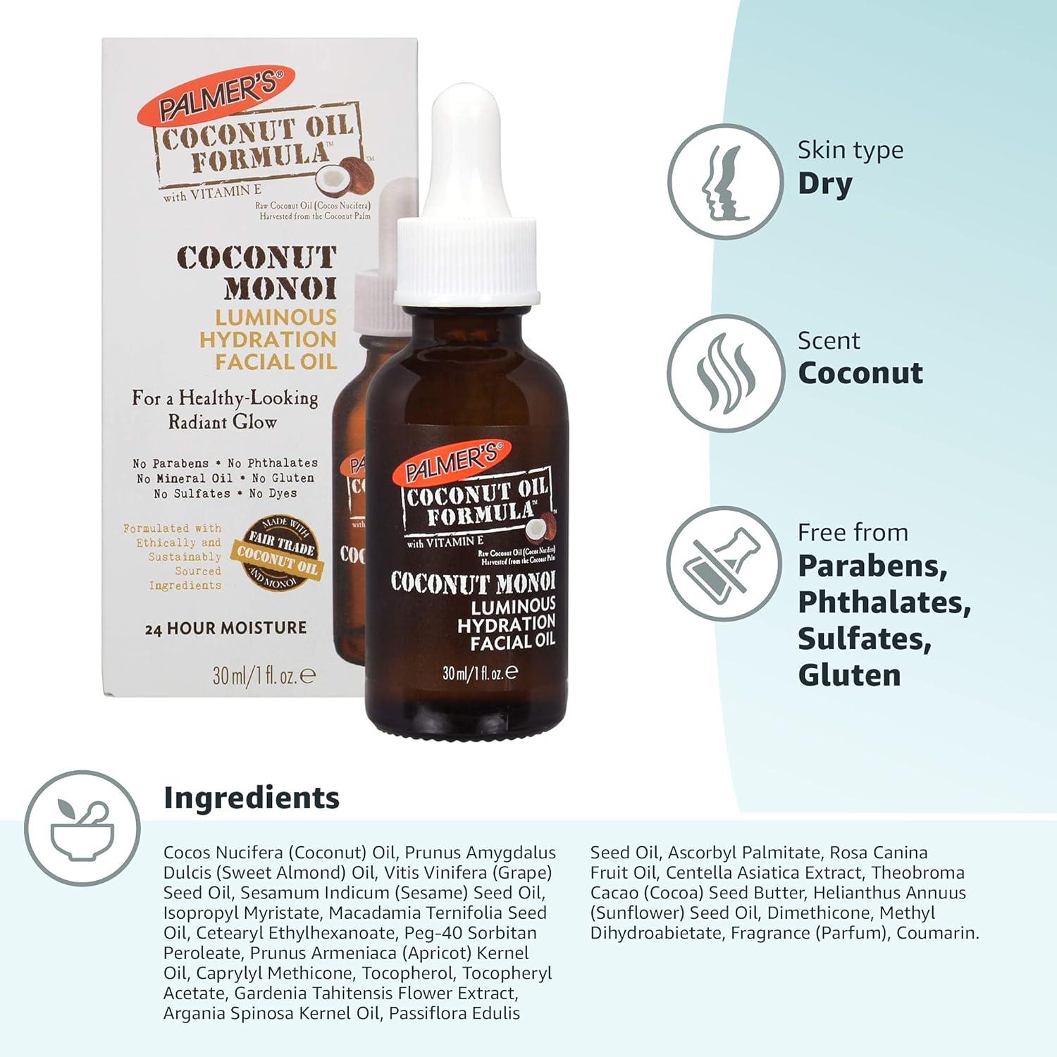 imagePalmers Coconut Oil Formula Coconut Monoi Luminous Hydration Facial Oil 1 Ounce1 Fl Oz Pack of 2