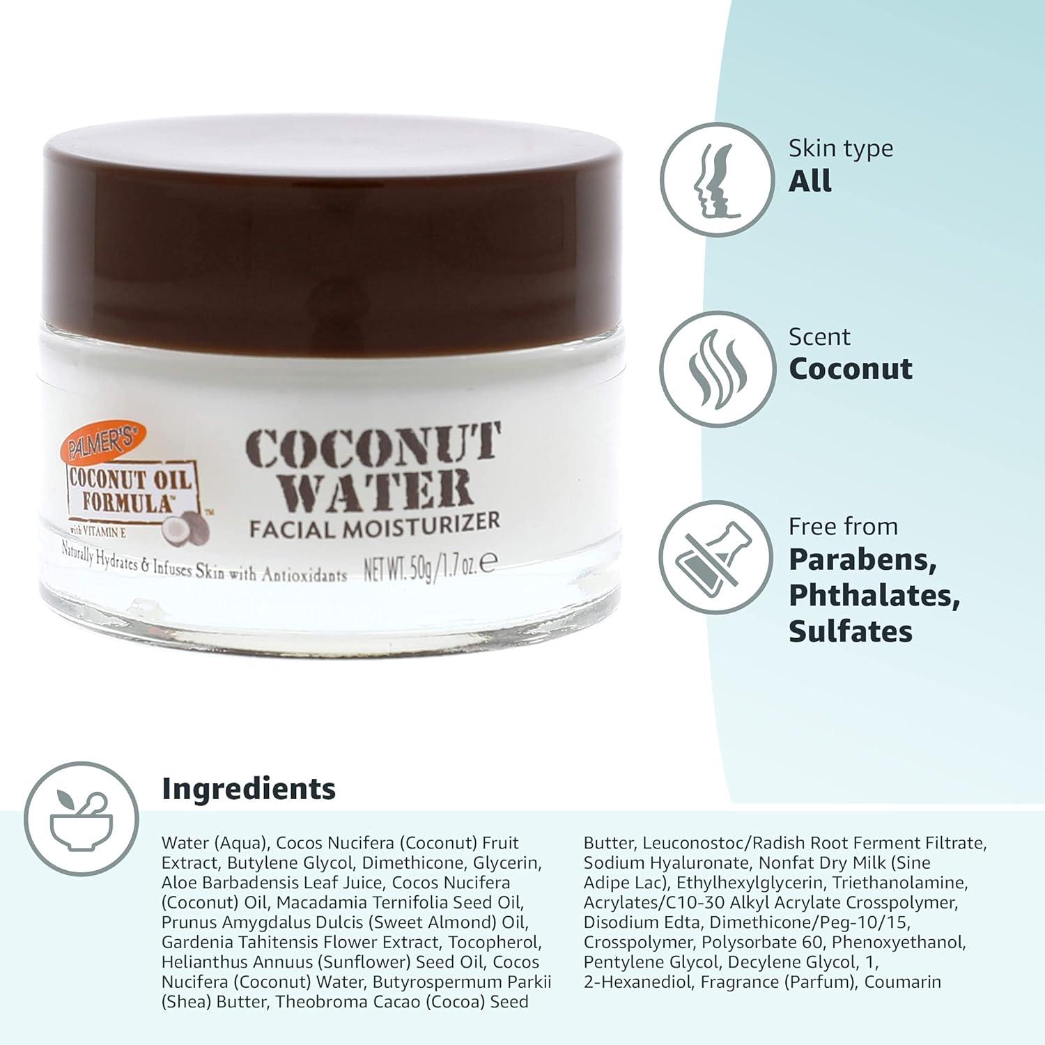 imagePalmers Coconut Oil Formula Coconut Water Face Moisturizer 17 Ounce Jar17 Ounce Pack of 2