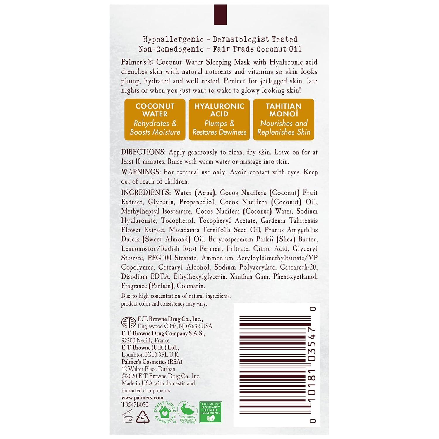 imagePalmers Coconut Oil Formula Coconut Water Hydrating Facial Mask 317 Ounces