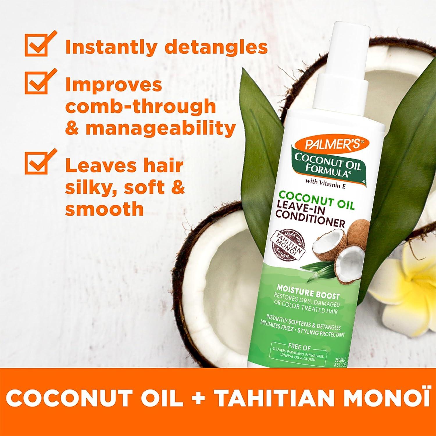 imagePalmers Coconut Oil Formula Moisture Boost LeaveIn Conditioner Spray Instantly Detangle Hydrate and Strengthen Textured and Curly Hair 85 OunceLeave In conditioner