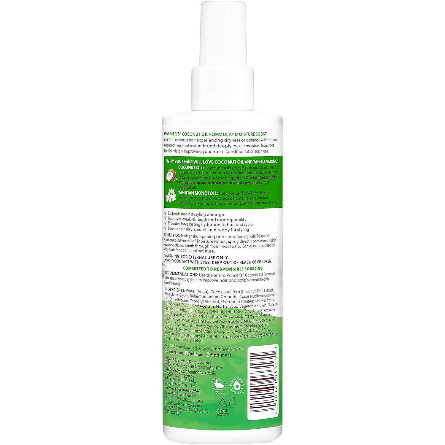 imagePalmers Coconut Oil Formula Moisture Boost LeaveIn Conditioner Spray Instantly Detangle Hydrate and Strengthen Textured and Curly Hair 85 OunceLeave In conditioner