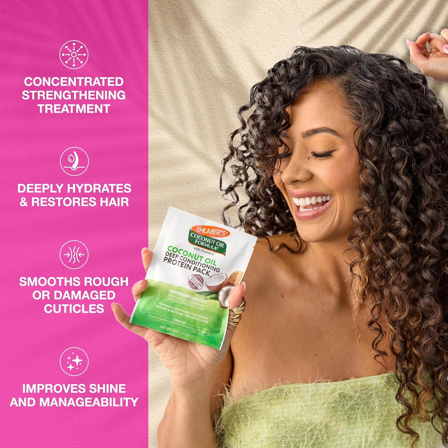 imagePalmers Coconut Oil Formula Moisture Boost Protein Pack Hair Treatment for Dry Damaged OverProcessed and Colored Hair 21 Ounce Pack of 12