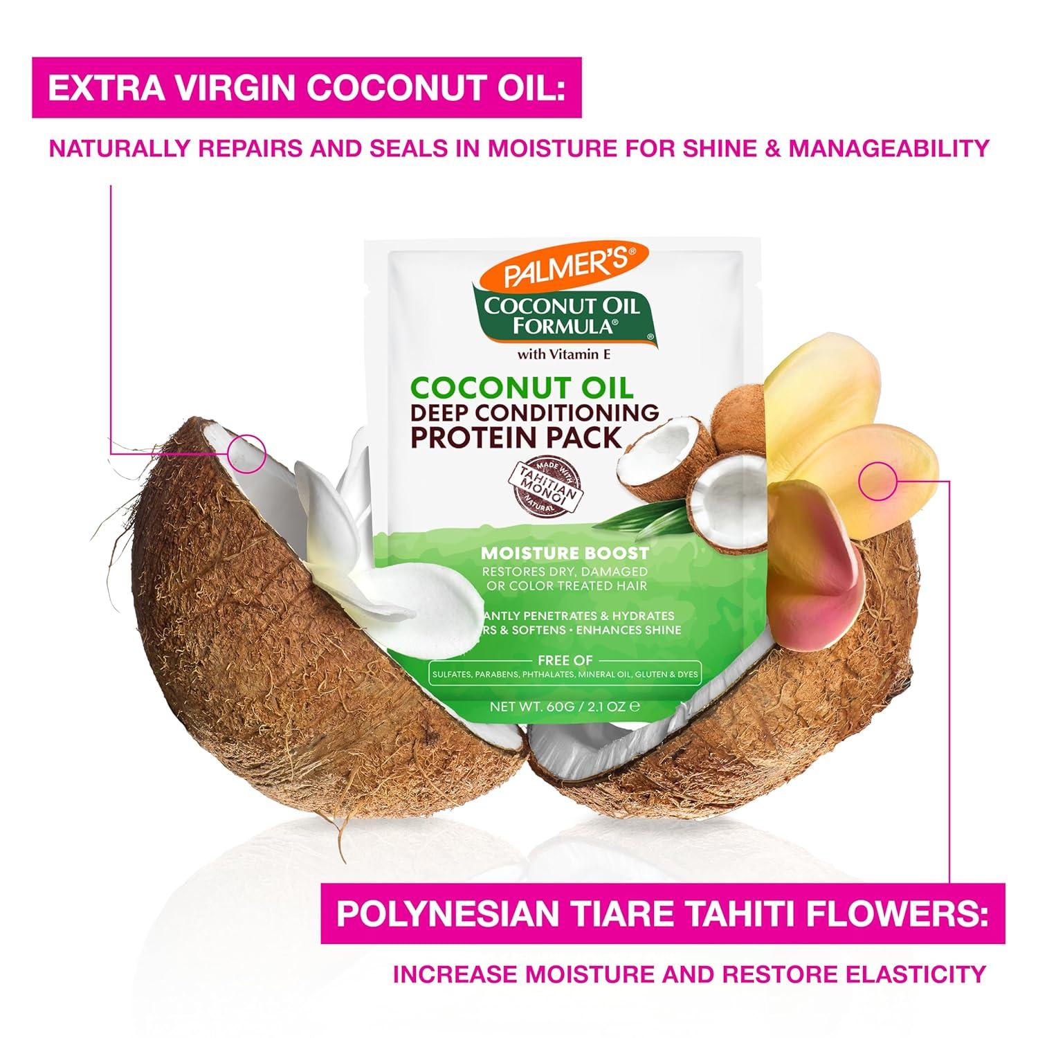 imagePalmers Coconut Oil Formula Moisture Boost Protein Pack Hair Treatment for Dry Damaged OverProcessed and Colored Hair 21 Ounce Pack of 12