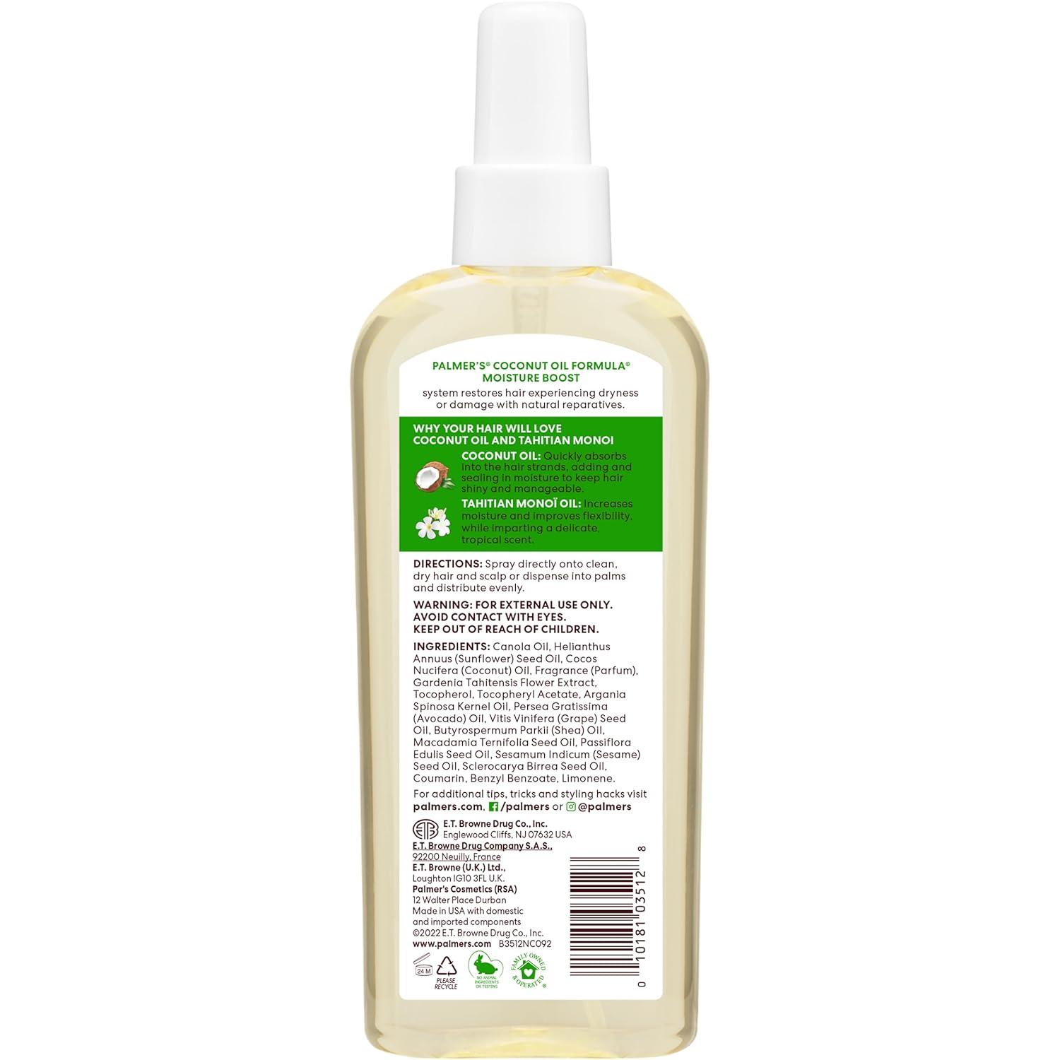 imagePalmers Coconut Oil Moisture Boost Restorative Hair and Scalp Oil Spray Lasting Hydration and Shine for Dry or Damaged Hair Promotes Scalp Health 51 Oz51 Ounce Pack of 1