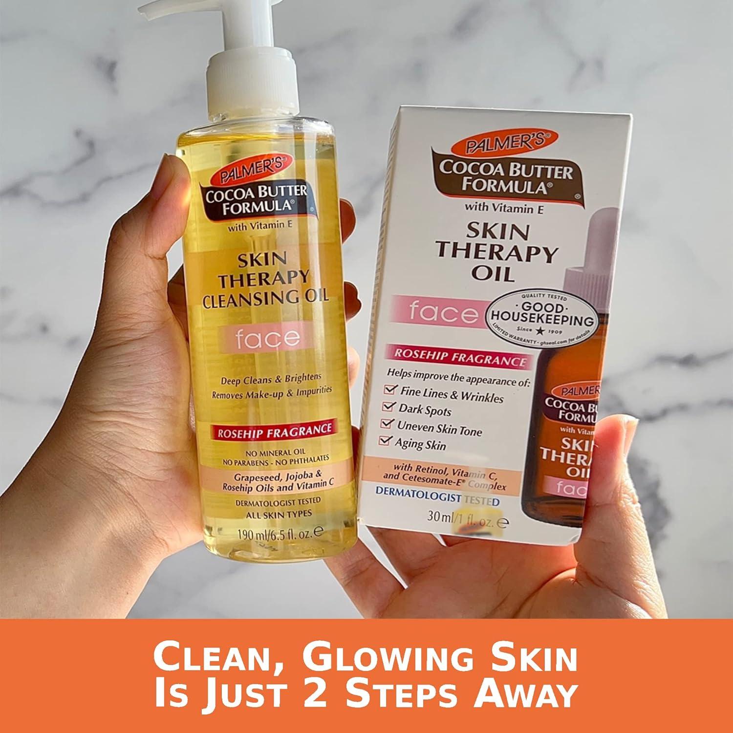 imagePalmers Face Oil Facial Cleanser Oil Cocoa Butter with Vitamin E amp Rosehip Fragrance Skin Care Bundle Includes 1 Cleansing Oil to Clean amp Brighten Skin 65 fl oz and 1 Facial Oil 1 fl oz