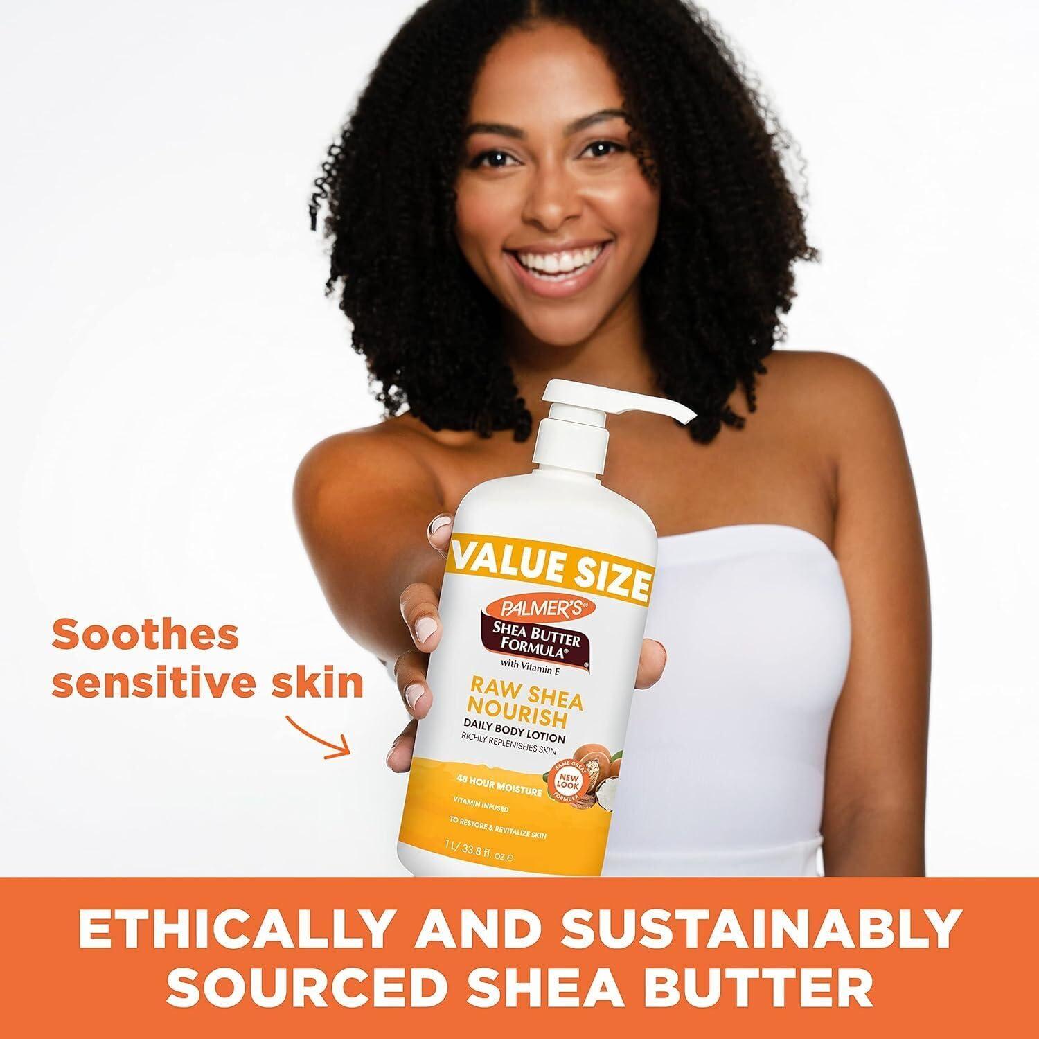 imagePalmers Shea Formula Raw Shea Body Lotion for Dry Skin Hand amp Body Moisturizer Value Size Pump Bottle 338 Ounces Pack of 1338 Fl Oz Pack of 2