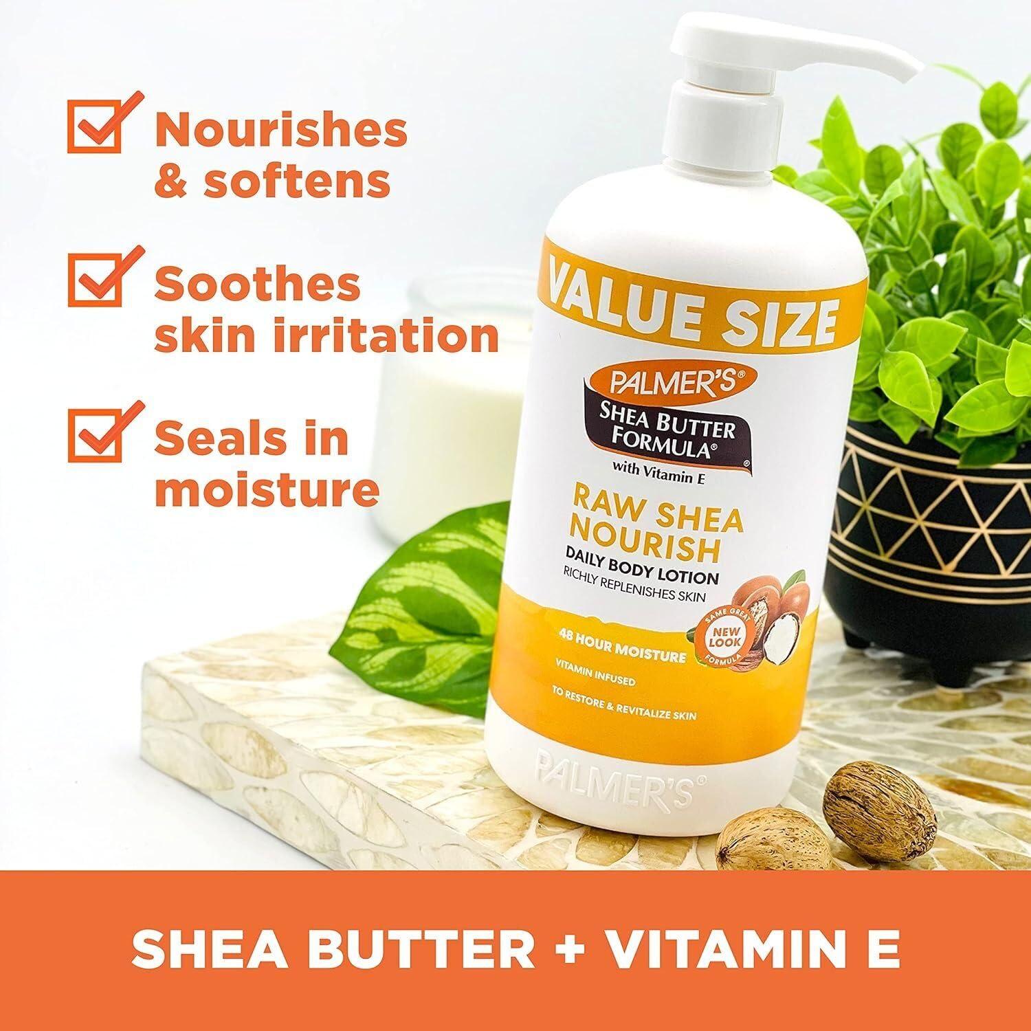 imagePalmers Shea Formula Raw Shea Body Lotion for Dry Skin Hand amp Body Moisturizer Value Size Pump Bottle 338 Ounces Pack of 1338 Fl Oz Pack of 2