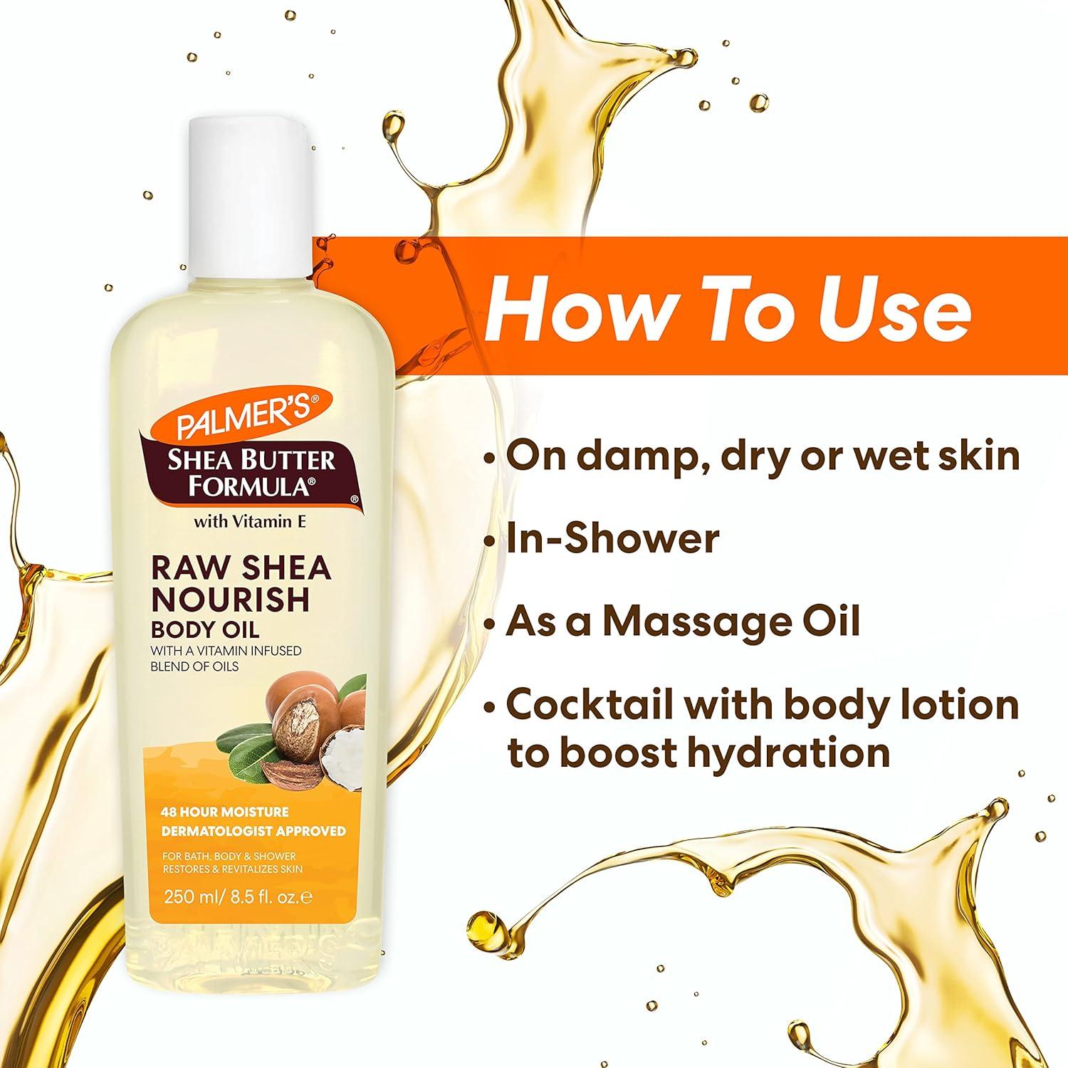 imagePalmers Shea Formula Raw Shea Body Oil with Vitamin E Deep Body Moisturizer to Soothe amp Nourish Dry Sensitive amp EczemaProne Skin 85 oz85 Fl Oz Pack of 1