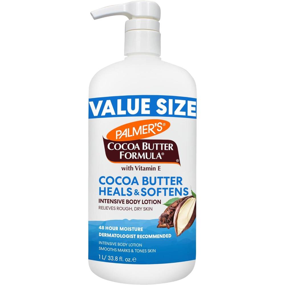 imagePalmers Cocoa Butter Formula Daily Skin Therapy Body Lotion 338 Oz Pump Bottle Intensive Moisturizer for Dry and EczemaProne Skin Enriched with Vitamin E Helps Provide 48Hour Deep Hydration338 Fl Oz Pack of 1