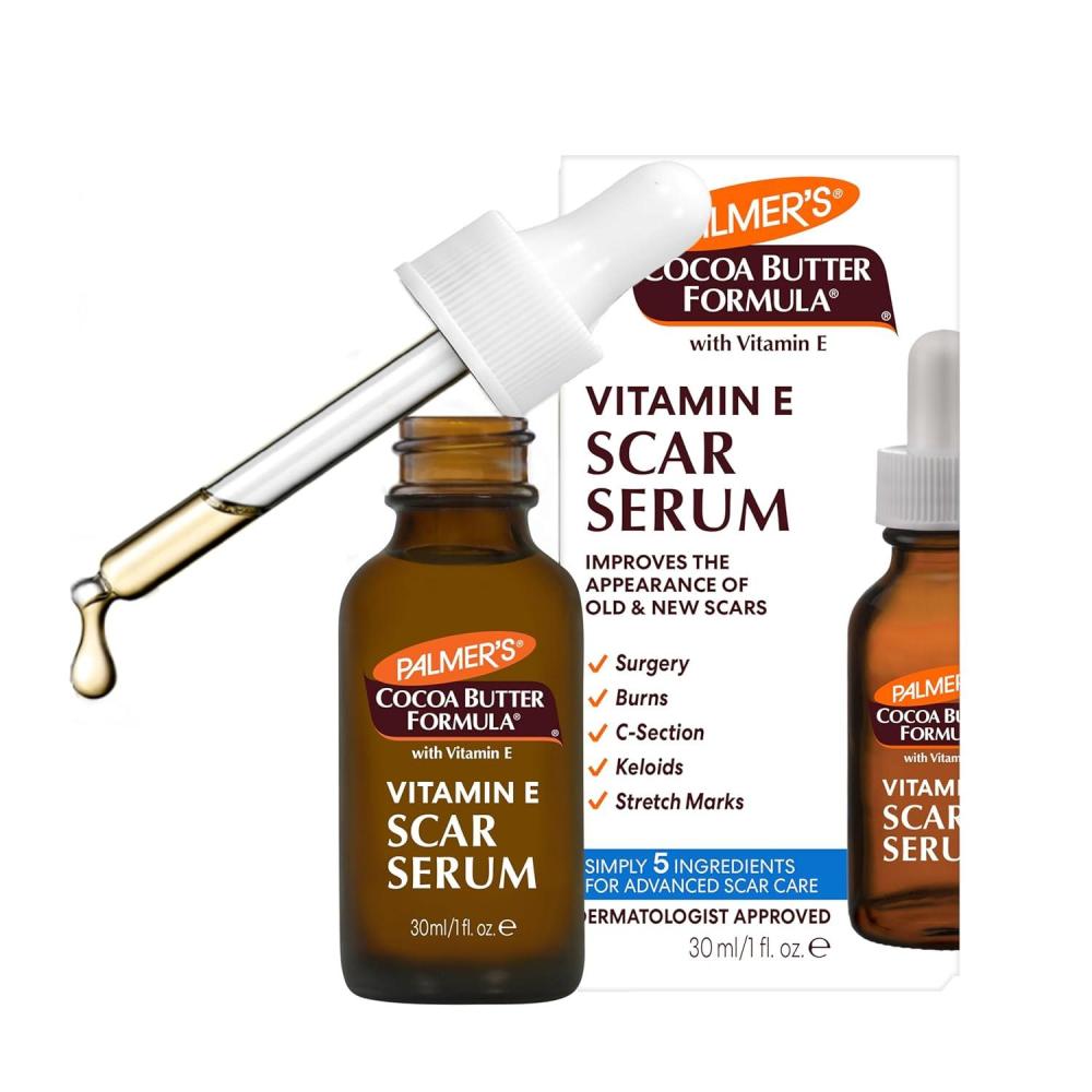 imagePalmers Cocoa Butter Formula Scar Serum Skin Brightening Oil for Face amp Body Concentrated Serum with Vitamin E Fragrance Free 1 Fl Oz