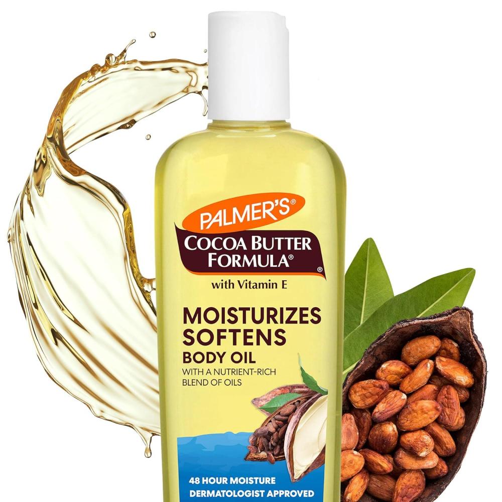 imagePalmers Cocoa Butter Moisturizing Body Oil with Vitamin E Radiant Looking Glow and Skin Hydration Instant Absorption Bath Body and Shower 85 Ounces