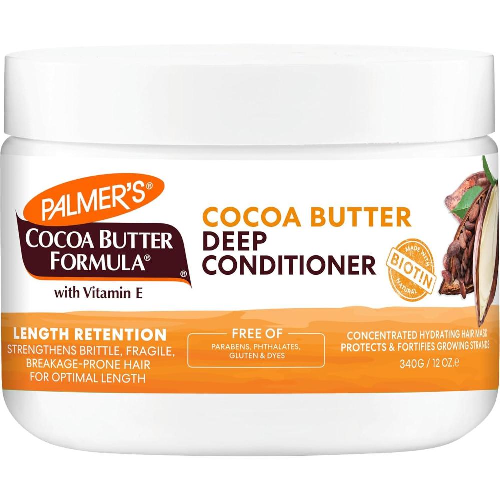 imagePalmers Cocoa Butter amp Biotin Length Retention Deep Conditioner Strengthen Nourish and Restore Elasticity and Shine Suitable for All Curly Hair Patterns 85 Ounce