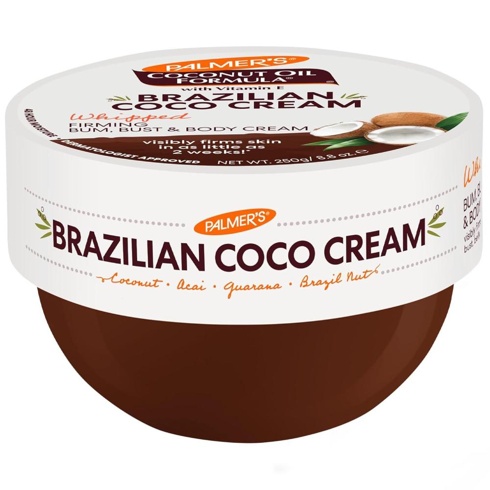 imagePalmers Coconut Oil Formula Brazilian Coco Cream with Vitamin E 88 Fl Oz Whipped Bum Bust amp Body Cream Helps with Skin Tightening amp Firming88 Ounce Pack of 12