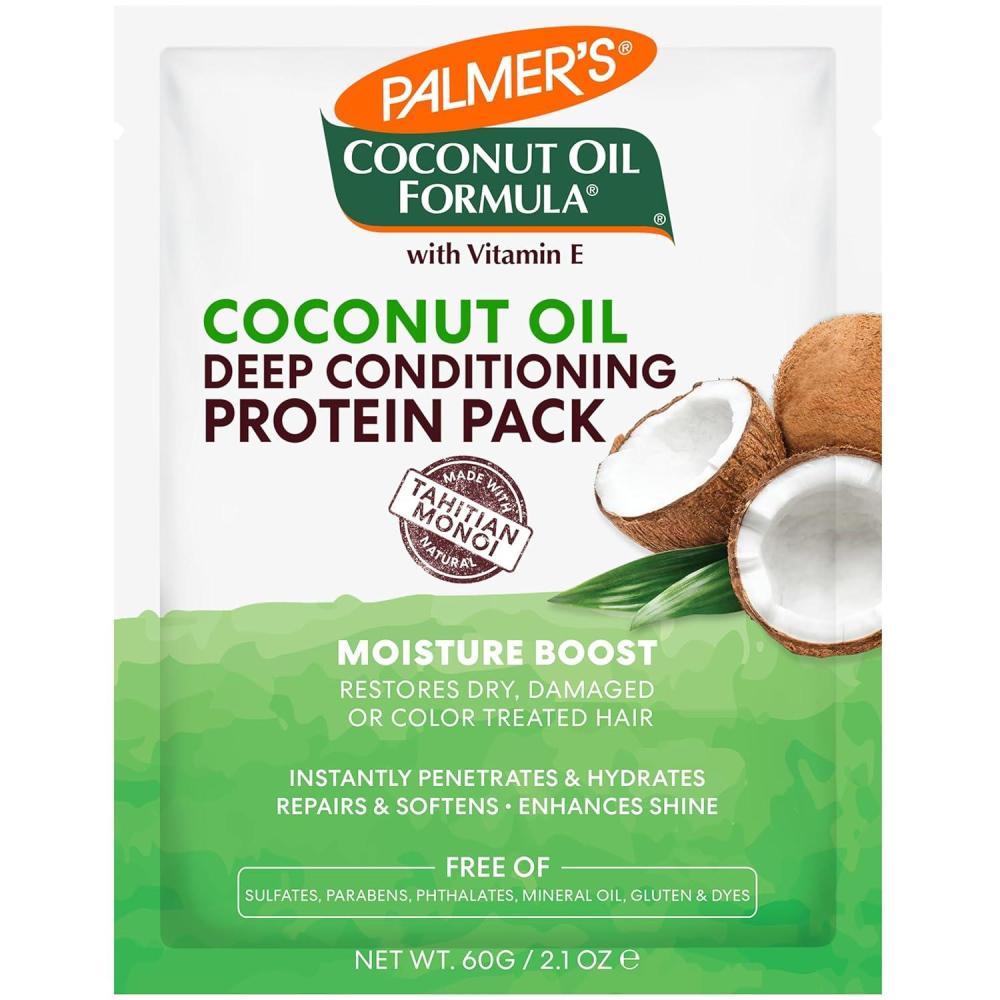 imagePalmers Coconut Oil Formula Moisture Boost Protein Pack Hair Treatment for Dry Damaged OverProcessed and Colored Hair 21 Ounce Pack of 12