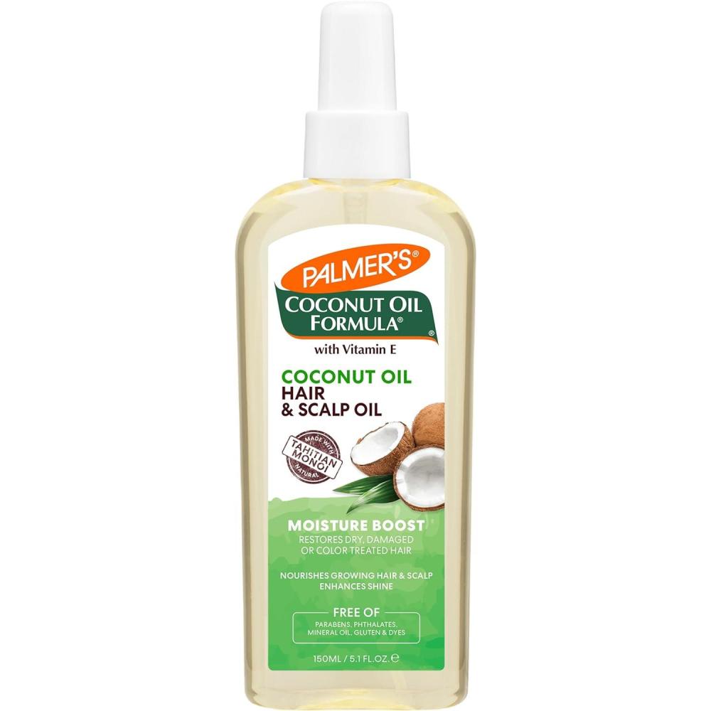 imagePalmers Coconut Oil Moisture Boost Restorative Hair and Scalp Oil Spray Lasting Hydration and Shine for Dry or Damaged Hair Promotes Scalp Health 51 Oz51 Ounce Pack of 1