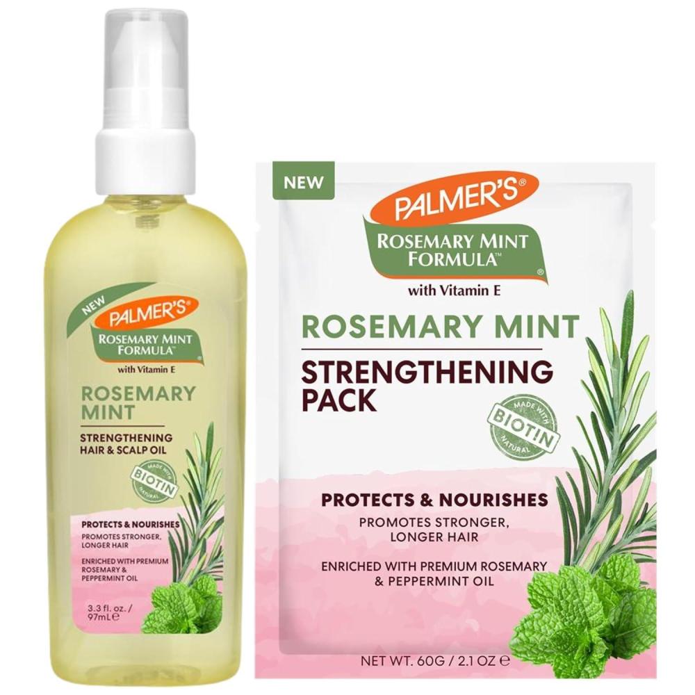 imagePalmers Rosemary Mint Formula Hair Care Bundle Strengthening Hair amp Scalp Oil 33 Fl Oz amp Strengthening Mask 21 Oz Helps Stimulate Growth Hydrating amp Protecting AntiBreakage Adds Shine