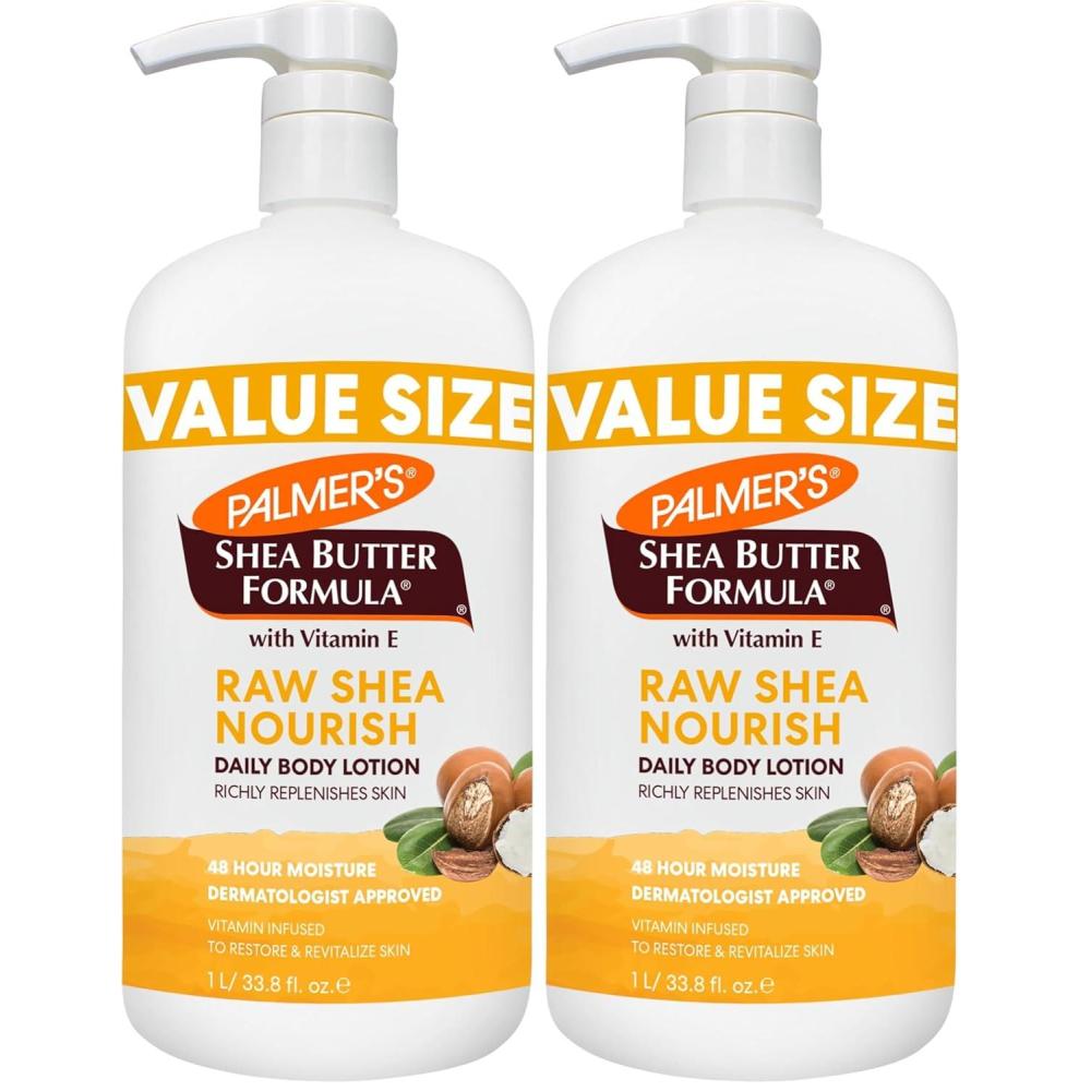 imagePalmers Shea Formula Raw Shea Body Lotion for Dry Skin Hand amp Body Moisturizer Value Size Pump Bottle 338 Ounces Pack of 1338 Fl Oz Pack of 2
