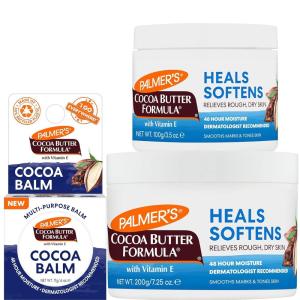 Palmer’s Cocoa Butter Formula Daily Skin Therapy Solid Body Lotion Trio (7.5 Oz + 3.5 Oz + 0.6 Oz) Intensive Body Moisturizer with Vitamin E for Dry & Eczema-Prone Skin, Provides 48-Hour Moisture