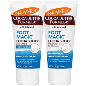 Palmer’s Cocoa Butter Formula Foot Magic Bundle, Exfoliating Foot Scrub and Moisturizing Foot Cream for Dry, Cracked Heels (2 x 2.1 oz Tubes)
