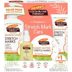 Palmer’s Cocoa Butter Formula Pregnancy Skin Care Kit for Stretch Marks and Scars, Dermatologist Approved, Gift for Mom to Be, 4 Piece Full Size Set