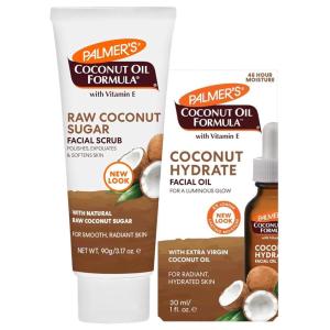 Palmer’s Coconut Oil Face Care Bundle – Face Oil & Scrub, Fair Trade & Monoi, 1 fl oz Oil & 3.17 oz Scrub(1 Count (Pack of 2))