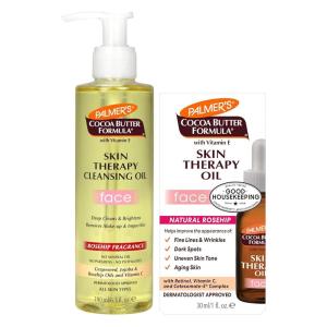 Palmer’s Face Oil + Facial Cleanser Oil, Cocoa Butter with Vitamin E & Rosehip Fragrance Skin Care Bundle, Includes 1 Cleansing Oil to Clean & Brighten Skin (6.5 fl oz) and 1 Facial Oil (1 fl oz)