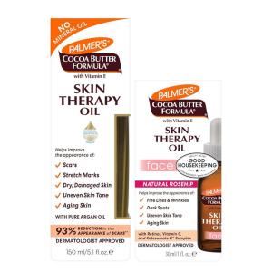 Palmer’s Skin Therapy Face Oil (1 fl Oz) + Body Oil (5.1 fl Oz) Bundle with Cocoa Butter, Vitamin E & C & Retinol, Visibly Reduces the Appearance of Stretch Marks, Fine Lines and Wrinkles