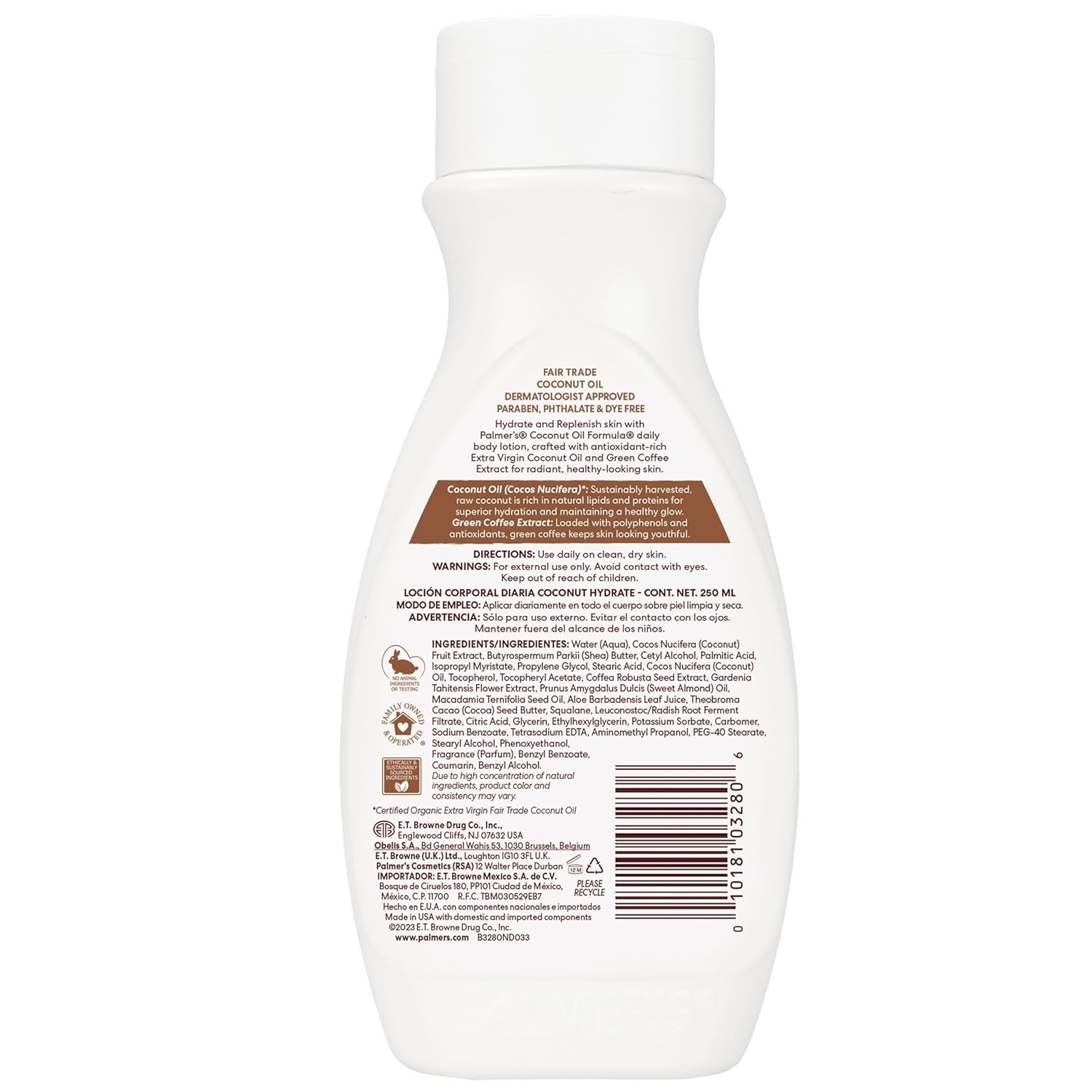 imagePalmers Coconut Oil Formula Body Lotion for Dry Skin Hand amp Body Moisturizer with Green Coffee Extract amp Vitamin E Flip Cap Bottle 85 Fl Oz Pack of 1WHITE