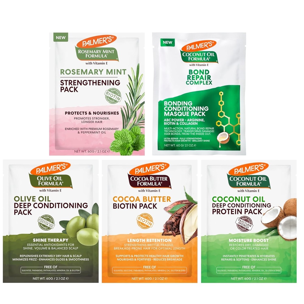 image:imagePalmers Hair Care Packettes Variety Pack Pack of 5 Length Retention Biotin Shine Therapy Deep Conditioner Amino Bonding Complex Conditioning Masque Moisture Boost Protein amp Strengthening Pack